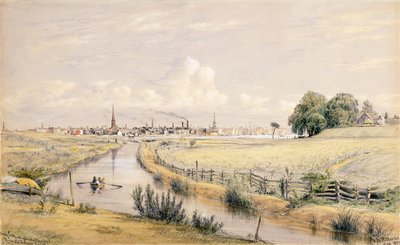 Jersey City egy bepillantással New Yorkba a Bergen-csatornából, 1854 alkotó: William Rickarby Miller