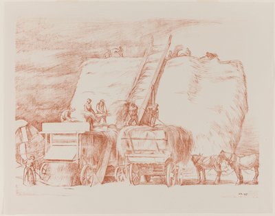Búza cséplés alkotó: William Rothenstein