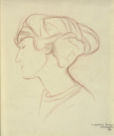 Női fej (Parthenia Passano?) profilban balra alkotó: William Rothenstein
