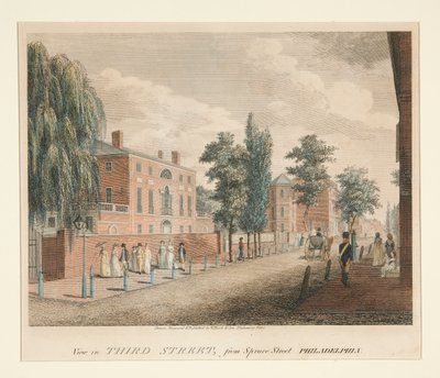 Kilátás a Third Street-en, Philadelphia Spruce Street felől alkotó: William Russell Birch