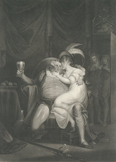Doll Tearsheet, Falstaff, Henry és Poins Shakespeare, Kin..., először 1795-ben, újra kiadva 1852-ben. alkotó: William Satchwell Leney