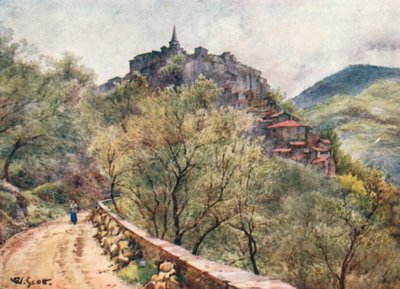 Apricale, nyugatról (színes litográfia) alkotó: William Scott