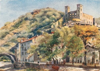 Dolceacqua, a Doria-kastéllyal (színes litográfia) alkotó: William Scott