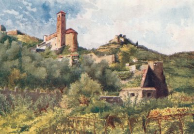 Régi falak, Ventimiglia és a S Michele templom (színes litográfia) alkotó: William Scott