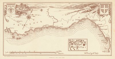 A Riviéra térképvázlata (színes litográfia) alkotó: William Scott