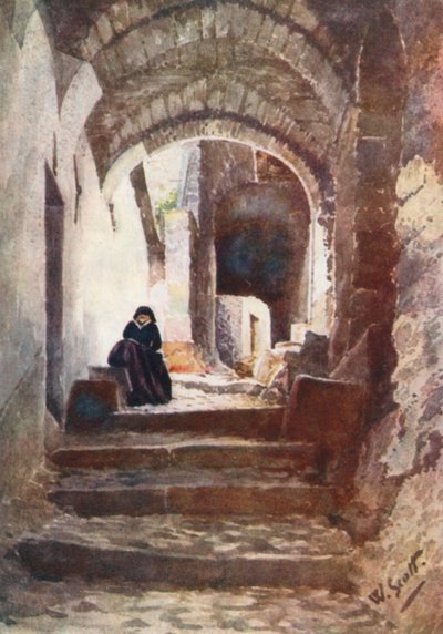 Utca Apricale-ban (színes litográfia) alkotó: William Scott