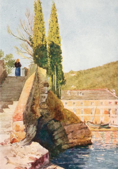 A "Cavetto di S Michele", Rapallo közelében (színes litográfia) alkotó: William Scott