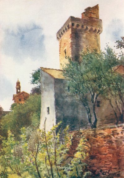 Bergeggi torony (színes litográfia) alkotó: William Scott