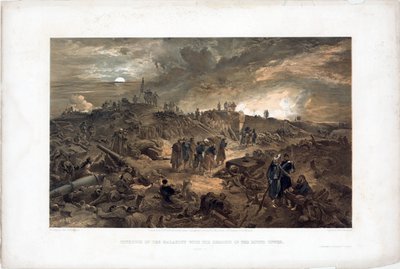 Krími háború (1853-1856): Sebastopol (Ukrajna) ostromának epizódja, francia csapatok a romok között a Malakoff-torony elfoglalása után, 1855. szeptember 8. (After the Taking of Malakoff, 1855. szeptember 8.) - William Simpson litográfiája (18 alkotó: William Simpson