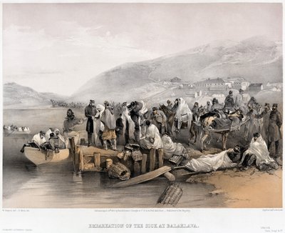 Betegek behajózása Balaklaván, 1855 alkotó: William Crimea Simpson