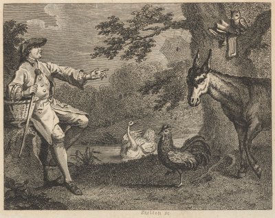 A bagoly, a hattyú, a kakas, a pók, a szamár és a gazda alkotó: William Skelton