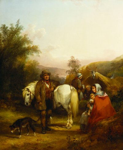 Cigánytábor a tisztás mellett, erdős tájon alkotó: William Snr. Shayer