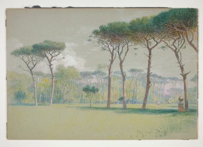 Castel Fusano: Táj - hatalmas pázsit és fák alkotó: William Stanley Haseltine