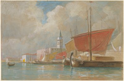Hajók a velencei Molo mentén alkotó: William Stanley Haseltine