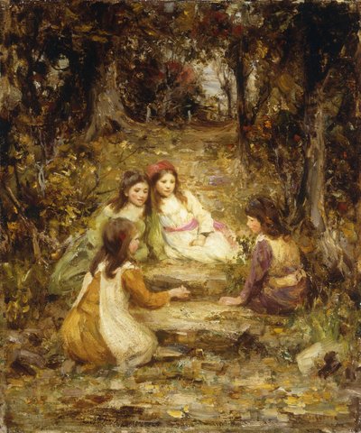 Gyerekek a gyümölcsösben (olaj, vászon) alkotó: William Stewart MacGeorge