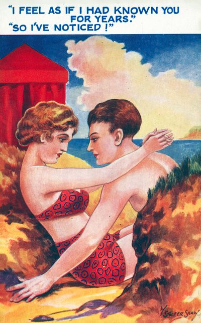 Pár ölelkezik a tengerparton (színes litográfia) alkotó: William Stocker Shaw