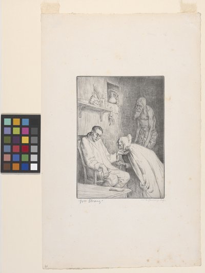 Férfi és boszorkány (rézkarc) alkotó: William Strang