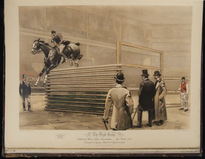 The High Jump, National Horse Show Association, New York 1892, Maud szállítása 6 láb 1 hüvelyk magasságban alkotó: William Sullivant Vanderbilt Allen