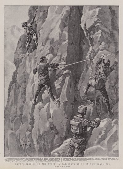 Hegymászás Tirolban, veszélyes hegymászás a Dolomitokon alkotó: William T. Maud