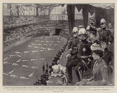 A király a Királyi Katonai Tornán, az Aldershot Gymnasium őrmester oktatóinak bemutatóját nézi alkotó: William T. Maud