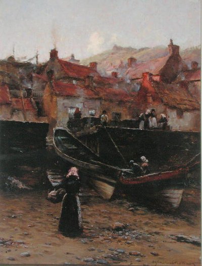Rakpart, Staithes, Yorkshire (olaj, vászon) alkotó: William Teulon Blandford Fletcher