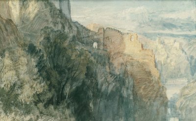 Katz-kastély kilátással a Rheinfels-kastélyra alkotó: Joseph Mallord William Turner