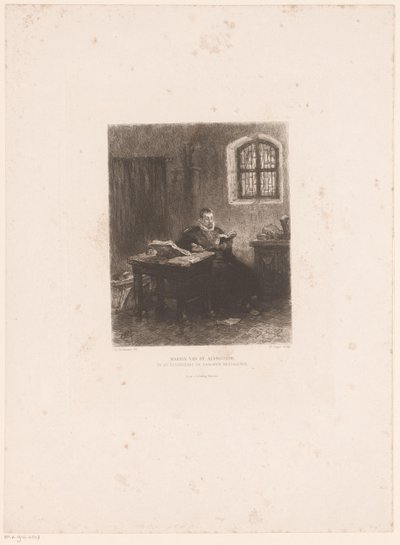 Philip van Marnix van Sint-Aldegonde börtönben Marnix van St. Aldegonde, a zsoltárok fordítása a börtönben (cím a tárgyon) alkotó: William Unger