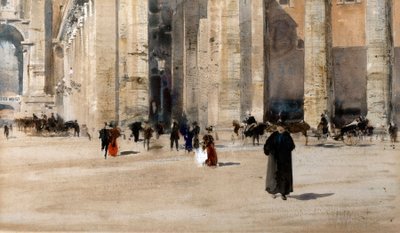 Bernini oszlopcsarnoka, Róma (akvarell, testfestékkel és gumiarábikummal) alkotó: William Walcot