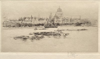 A Temze Waterloótól - Kilátás a Szent Pál-székesegyház felé alkotó: William Walcot