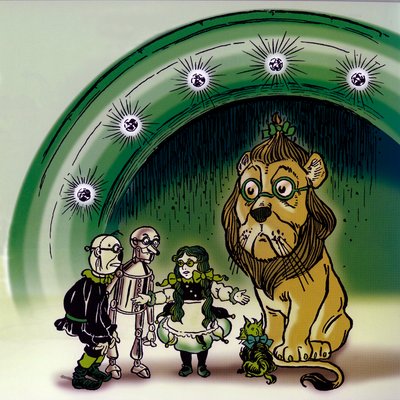The Wonderful Wizard of Oz – The Wizard of Oz: Denslow, William Wallace (1856-1915) rajza Frank Baum (1856-1919) könyvének egyik első kiadásához – A smaragdvárosi palota előtt Dorothee (Dorothy) és barátai, a kutya Toto, az ijedtség alkotó: William Wallace Denslow