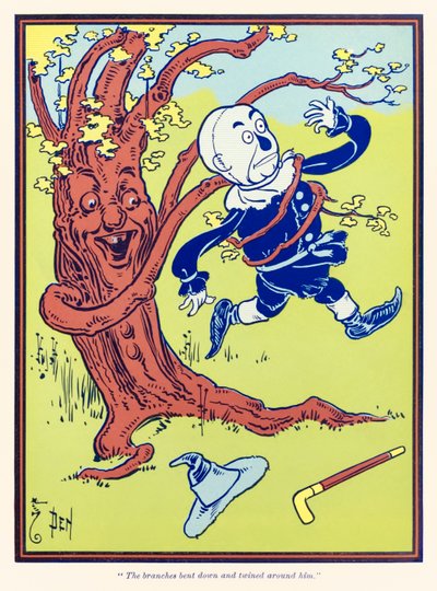 „Az ágak lehajoltak és fonódtak körülötte.” L. Frank Baum Óz csodálatos varázslójából alkotó: William Wallace Denslow