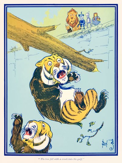 ?A fa zuhanással zuhant az öbölbe.? a ?Óz csodálatos varázslója? L. Frank Baum alkotó: William Wallace Denslow