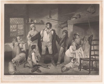 A család vihar után otthon fogadja az apát Vihar utáni reggel, a férj visszatérése / Le Matin devenue Calme, le retour du mari (cím a tárgyon) alkotó: William Ward