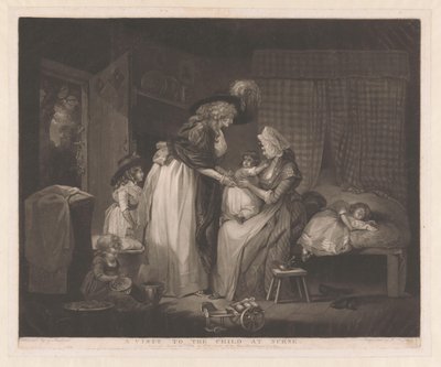 Anya meglátogatja gyermekét Látogatás a gyermeknél a nővérnél (cím a tárgyon) alkotó: William Ward