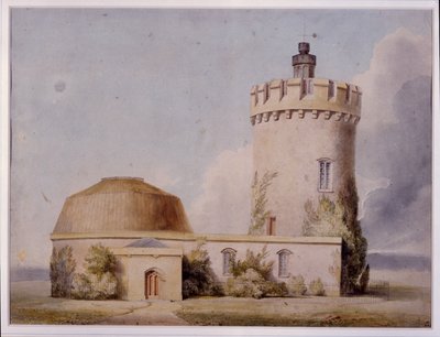 Az Obszervatórium és a javasolt kiegészítések, 1830 körül (akvarell a kártyán) alkotó: William West