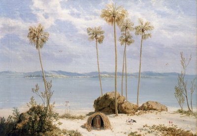 Az Edward Pellew-szigetcsoport látképe a Carpenteria-öbölben (Ausztrália), Északi Területek, 1802 decembere, Matthew Flinders (1774-1814) 1801 és 1803 közötti, a déli területek feltérképezését célzó, Investigator nevű expedíciója során, alkotó: William Westall