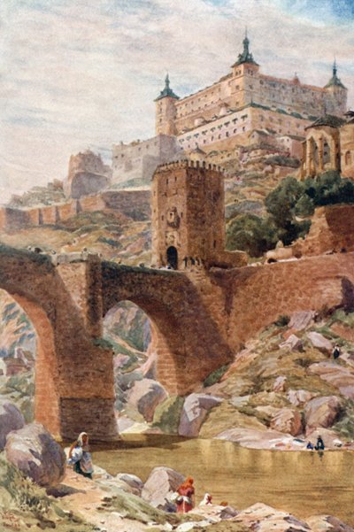 Toledo, az Alcantara híd (színes litó) alkotó: William Wiehe Collins