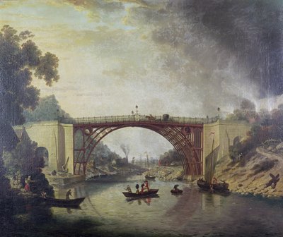 Az öntöttvas híd Coalbrookdale közelében, 1780 körül alkotó: William Williams