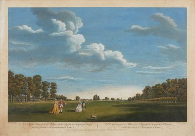 Kilátás a gyepre a palotából a pagodával... alkotó: William Woollett