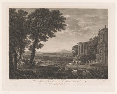 Táj a Psyche Atyjával áldozva Apolló temploma előtt Apollo temploma (cím a tárgyon) alkotó: William Woollett