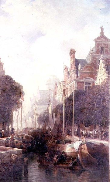 Kilátás egy csatornára Rotterdamban (olaj, vászon) alkotó: William Wyld