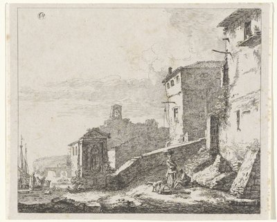 Kilátás egy falura a kikötőben alkotó: William Young Ottley (possibly)