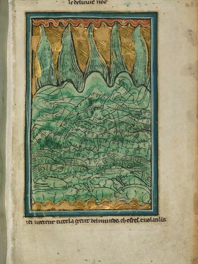 „Noé özöne”, 1250 körül (tinta és pigment a pergamenen) alkotó: William de Brailes