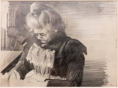 Egy nő varr (Femme cousant) (ceruza papíron) alkotó: William van Strydonck