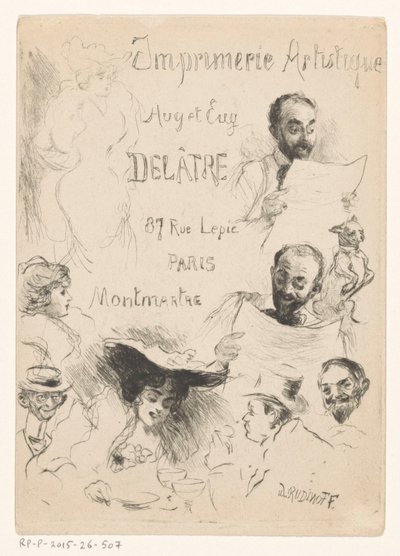 Eugène Delâtre nyomtató névjegykártyája Párizsban alkotó: Willibald Wolf Rudinoff