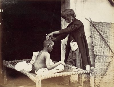 Indiai borbély, 1860-as évek. alkotó: Willoughby Wallace Hooper
