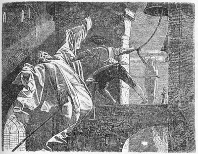 "A fiatalok története, akik elmentek, hogy megtudják, mi a félelem" (fametszet) alkotó: Willy von Beckerath