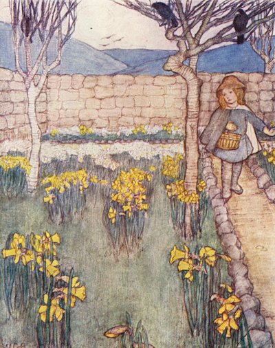 Kertészeti gyermekkönyv: Nárciszok (színes litográfia) alkotó: Winifred Cayley Robinson