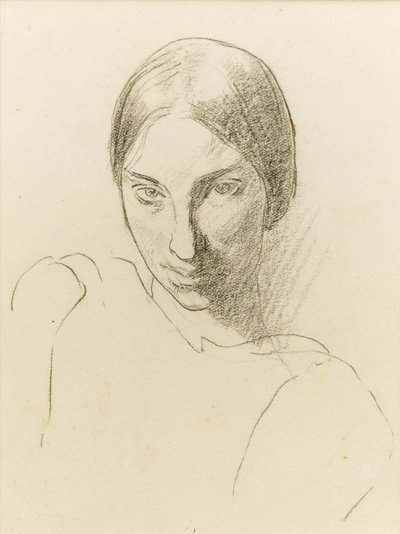 Önarckép, 1923 körül (fekete kréta papíron) alkotó: Winifred Knights