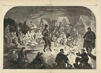 Biwaktűz a Potomacon alkotó: Winslow Homer